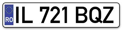 Placuta inmatriculare numar auto  IL-721-BQZ, IL 721 BQZ, IL721BQZ