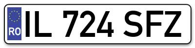 Placuta inmatriculare numar auto  IL-724-SFZ, IL 724 SFZ, IL724SFZ