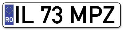 Placuta inmatriculare numar auto  IL-73-MPZ, IL 73 MPZ, IL73MPZ