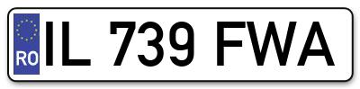 Placuta inmatriculare numar auto  IL-739-FWA, IL 739 FWA, IL739FWA