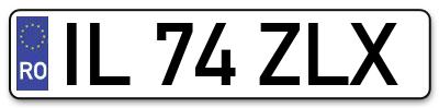 Placuta inmatriculare numar auto  IL-74-ZLX, IL 74 ZLX, IL74ZLX