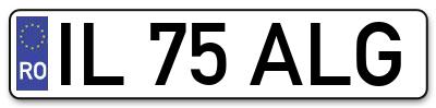 Placuta inmatriculare numar auto  IL-75-ALG, IL 75 ALG, IL75ALG