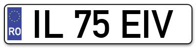 Placuta inmatriculare numar auto  IL-75-EIV, IL 75 EIV, IL75EIV