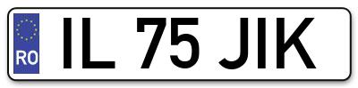 Placuta inmatriculare numar auto  IL-75-JIK, IL 75 JIK, IL75JIK