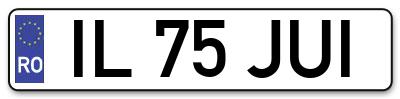Placuta inmatriculare numar auto  IL-75-JUI, IL 75 JUI, IL75JUI