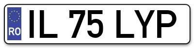 Placuta inmatriculare numar auto  IL-75-LYP, IL 75 LYP, IL75LYP