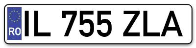 Placuta inmatriculare numar auto  IL-755-ZLA, IL 755 ZLA, IL755ZLA