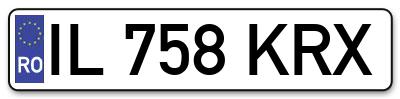 Placuta inmatriculare numar auto  IL-758-KRX, IL 758 KRX, IL758KRX