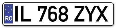 Placuta inmatriculare numar auto  IL-768-ZYX, IL 768 ZYX, IL768ZYX