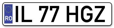 Placuta inmatriculare numar auto  IL-77-HGZ, IL 77 HGZ, IL77HGZ