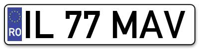 Placuta inmatriculare numar auto  IL-77-MAV, IL 77 MAV, IL77MAV