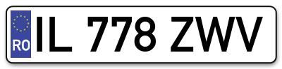 Placuta inmatriculare numar auto  IL-778-ZWV, IL 778 ZWV, IL778ZWV