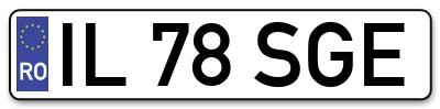 Placuta inmatriculare numar auto  IL-78-SGE, IL 78 SGE, IL78SGE
