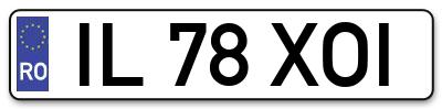 Placuta inmatriculare numar auto  IL-78-XOI, IL 78 XOI, IL78XOI