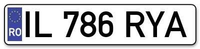 Placuta inmatriculare numar auto  IL-786-RYA, IL 786 RYA, IL786RYA