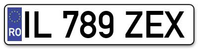 Placuta inmatriculare numar auto  IL-789-ZEX, IL 789 ZEX, IL789ZEX