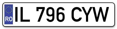 Placuta inmatriculare numar auto  IL-796-CYW, IL 796 CYW, IL796CYW