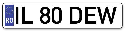 Placuta inmatriculare numar auto  IL-80-DEW, IL 80 DEW, IL80DEW
