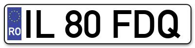 Placuta inmatriculare numar auto  IL-80-FDQ, IL 80 FDQ, IL80FDQ