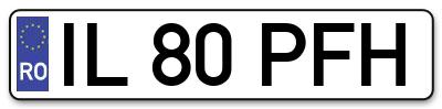 Placuta inmatriculare numar auto  IL-80-PFH, IL 80 PFH, IL80PFH