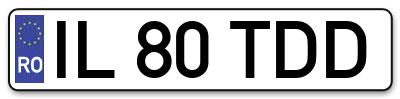 Placuta inmatriculare numar auto  IL-80-TDD, IL 80 TDD, IL80TDD