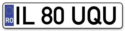 Placuta inmatriculare numar auto  IL-80-UQU, IL 80 UQU, IL80UQU