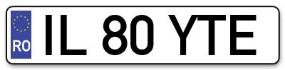 Placuta inmatriculare numar auto  IL-80-YTE, IL 80 YTE, IL80YTE