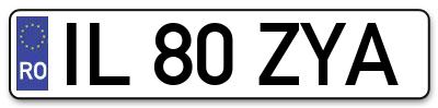 Placuta inmatriculare numar auto  IL-80-ZYA, IL 80 ZYA, IL80ZYA