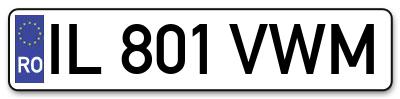 Placuta inmatriculare numar auto  IL-801-VWM, IL 801 VWM, IL801VWM
