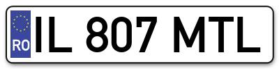 Placuta inmatriculare numar auto  IL-807-MTL, IL 807 MTL, IL807MTL