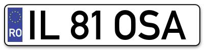 Placuta inmatriculare numar auto  IL-81-OSA, IL 81 OSA, IL81OSA