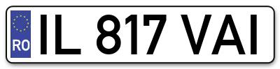 Placuta inmatriculare numar auto  IL-817-VAI, IL 817 VAI, IL817VAI