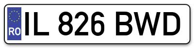 Placuta inmatriculare numar auto  IL-826-BWD, IL 826 BWD, IL826BWD
