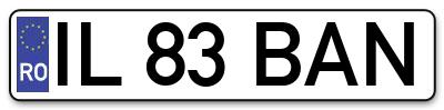Placuta inmatriculare numar auto  IL-83-BAN, IL 83 BAN, IL83BAN