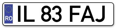 Placuta inmatriculare numar auto  IL-83-FAJ, IL 83 FAJ, IL83FAJ