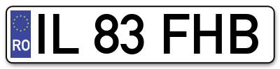 Placuta inmatriculare numar auto  IL-83-FHB, IL 83 FHB, IL83FHB