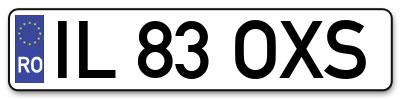Placuta inmatriculare numar auto  IL-83-OXS, IL 83 OXS, IL83OXS