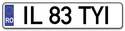 Placuta inmatriculare numar auto  IL-83-TYI, IL 83 TYI, IL83TYI