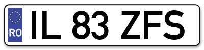 Placuta inmatriculare numar auto  IL-83-ZFS, IL 83 ZFS, IL83ZFS