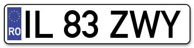 Placuta inmatriculare numar auto  IL-83-ZWY, IL 83 ZWY, IL83ZWY