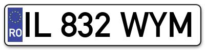 Placuta inmatriculare numar auto  IL-832-WYM, IL 832 WYM, IL832WYM