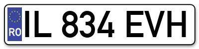 Placuta inmatriculare numar auto  IL-834-EVH, IL 834 EVH, IL834EVH