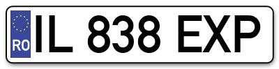 Placuta inmatriculare numar auto  IL-838-EXP, IL 838 EXP, IL838EXP