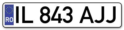 Placuta inmatriculare numar auto  IL-843-AJJ, IL 843 AJJ, IL843AJJ