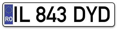 Placuta inmatriculare numar auto  IL-843-DYD, IL 843 DYD, IL843DYD