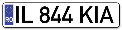 Placuta inmatriculare numar auto  IL-844-KIA, IL 844 KIA, IL844KIA