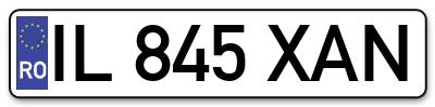 Placuta inmatriculare numar auto  IL-845-XAN, IL 845 XAN, IL845XAN