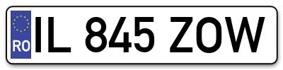 Placuta inmatriculare numar auto  IL-845-ZOW, IL 845 ZOW, IL845ZOW