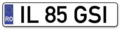 Placuta inmatriculare numar auto  IL-85-GSI, IL 85 GSI, IL85GSI