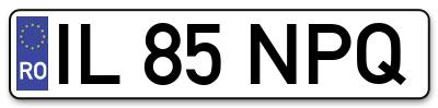 Placuta inmatriculare numar auto  IL-85-NPQ, IL 85 NPQ, IL85NPQ